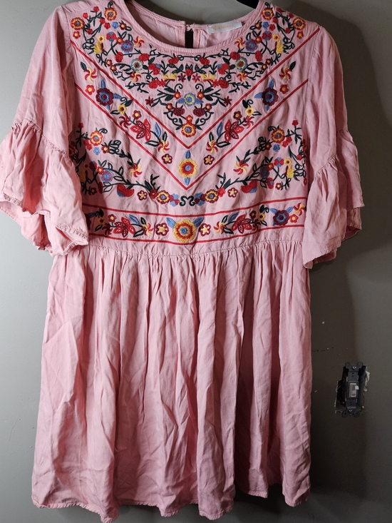 kirundo Tops - Pink Embroidered Boho Blouse - Women's Floral Peasant Top